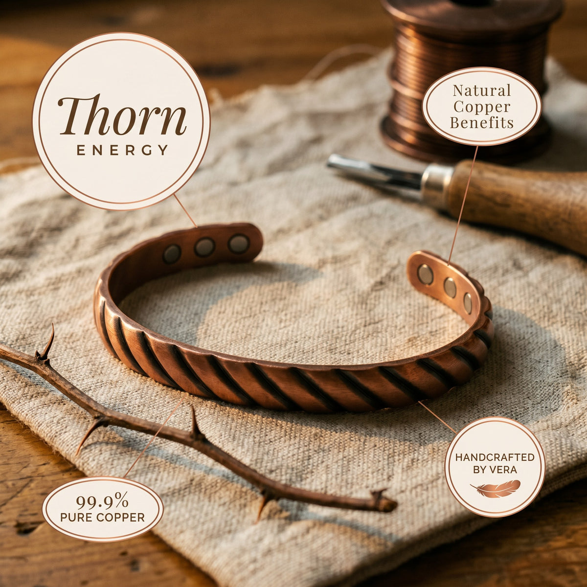 Nora's Thorn Copper Bracelet