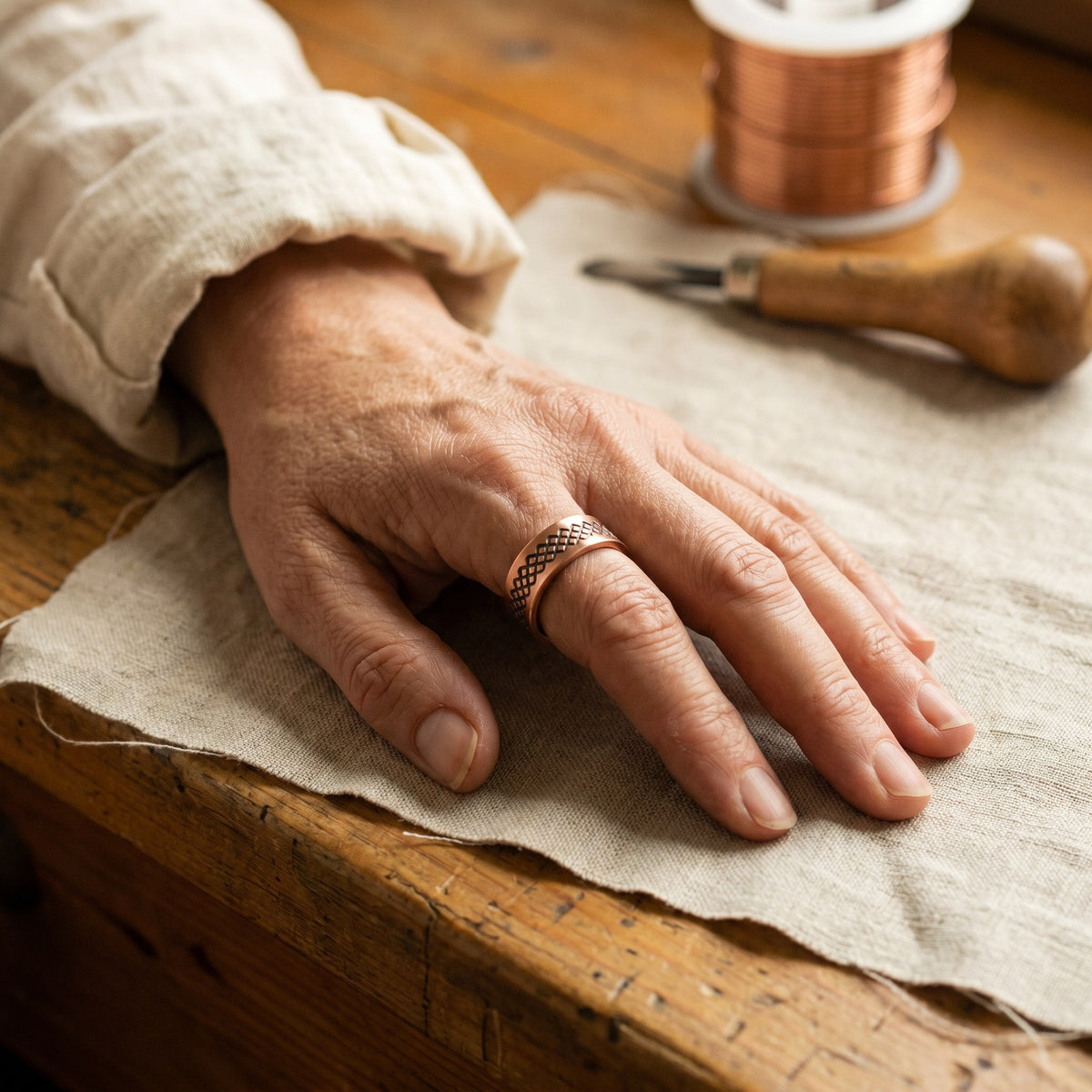 Nora's Grid Copper Ring