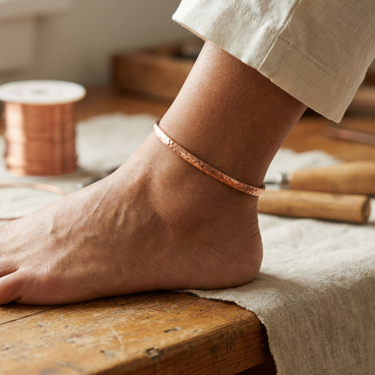 Nora's Sand Copper Anklet