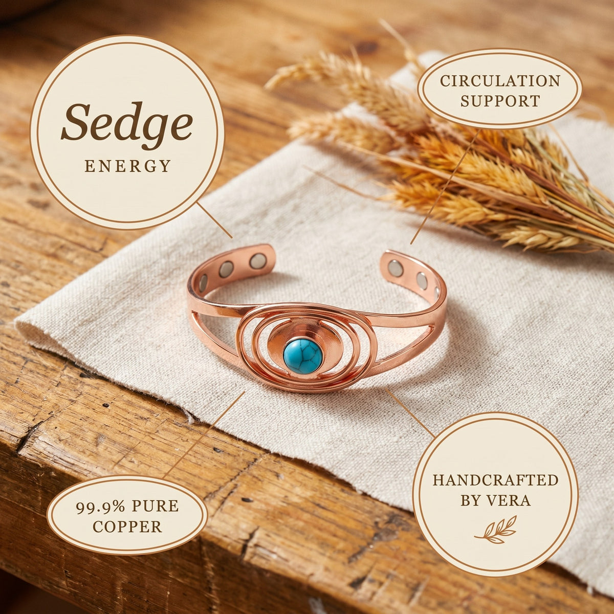 Nora's Sedge Copper Bracelet