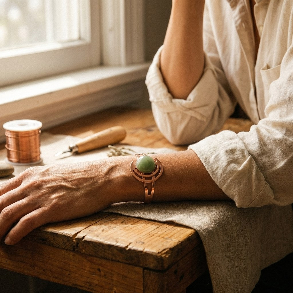 Nora's Sphere Green Copper Bracelet