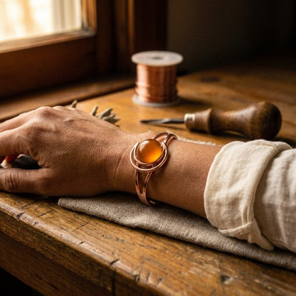 Nora's Sphere Orange Copper Bracelet