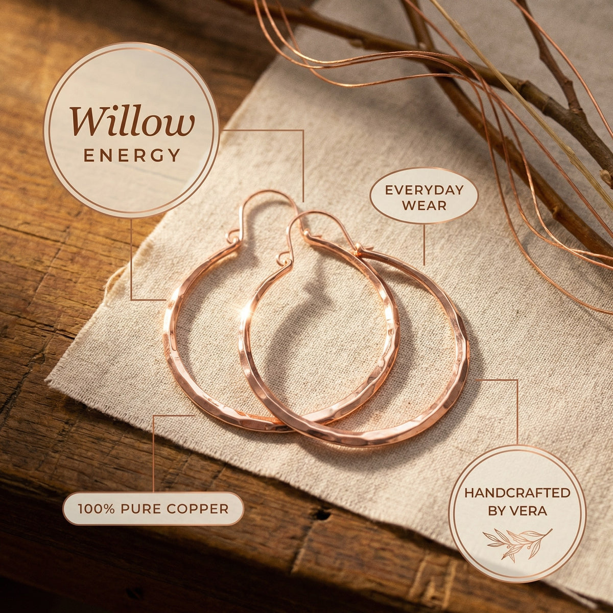Nora's Willow Copper Earrings