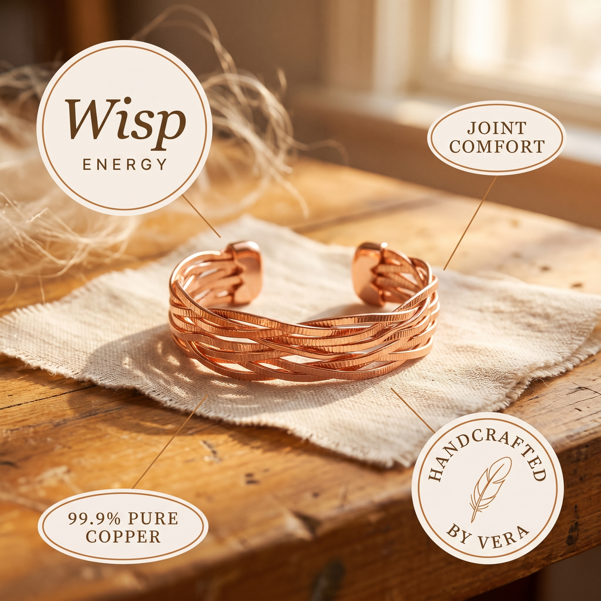 Nora's Wisp Copper Bracelet