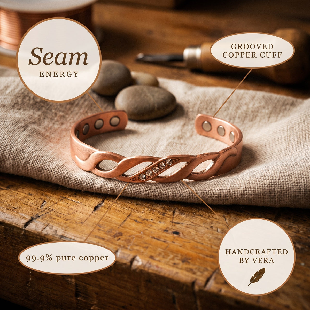 Nora's Seam Copper Bracelet