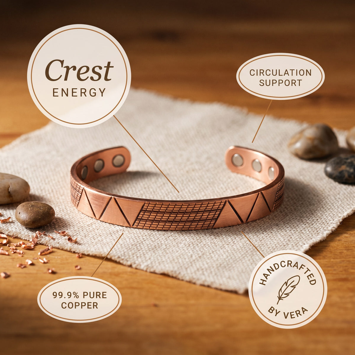 Nora's Crest Copper Bracelet