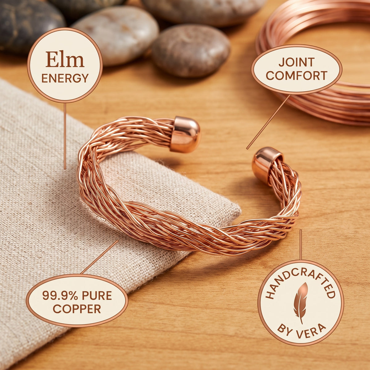 Nora's Elm Copper Cuff Bracelet